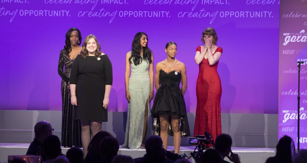 2019 Next Generation Scholarship finalists on stage at the NEF Foundation Gala