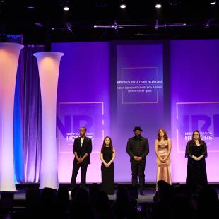 Richard Widdowson of SAS with 2022 finalists onstage at the NRF Foundation Honors