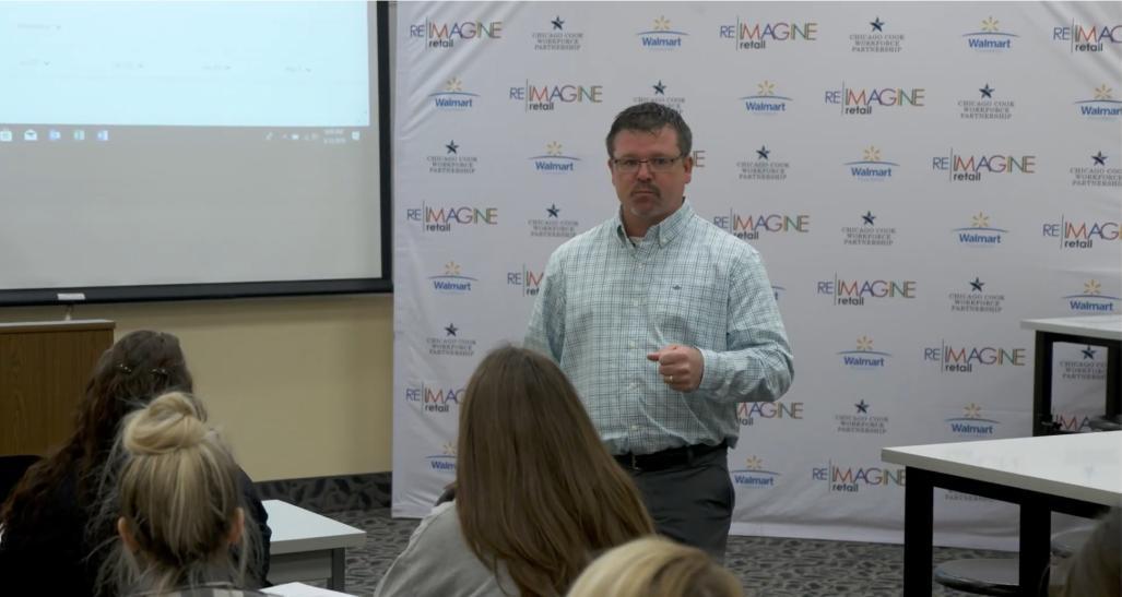 A trainer at Ridgewater College administers the NRF Foundaiton's RISE Up training