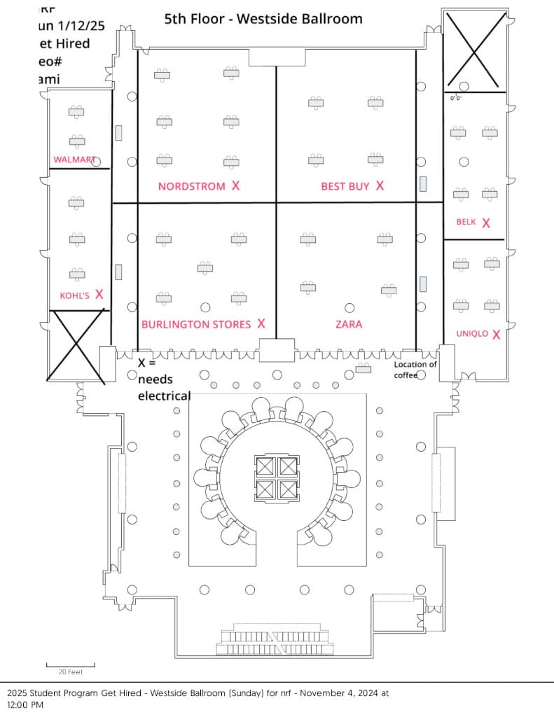 Marriott Marquis - Westside Ballroom Floorplan - 5th Floor - Get Hired