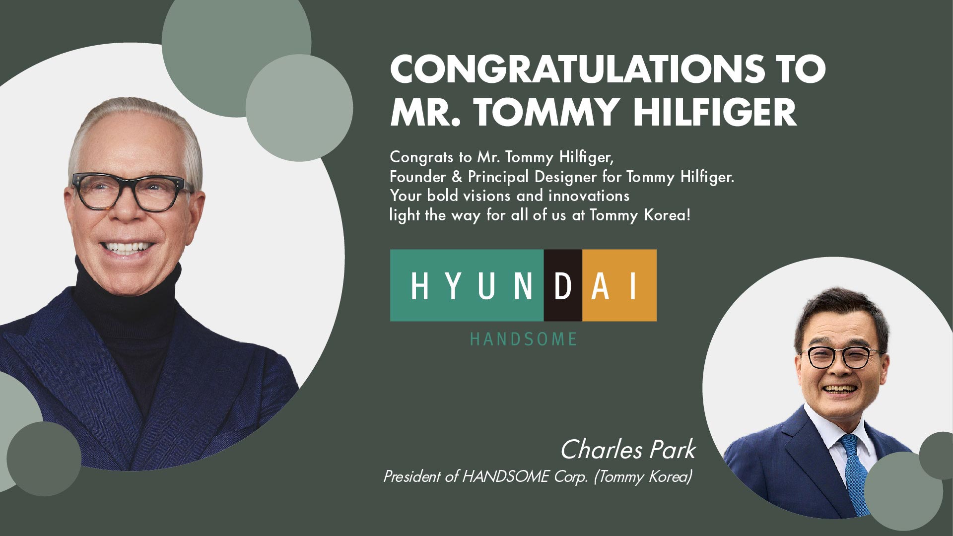 HANDSOME Corp. Congratulations to Mr. Tommy Hilfiger.