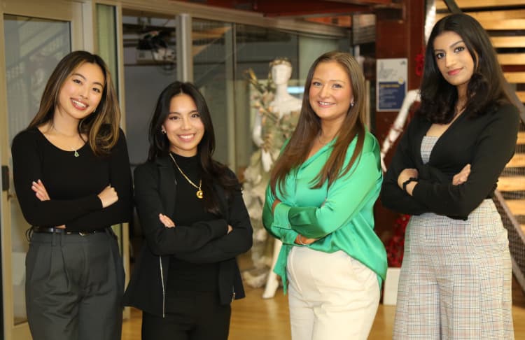 Allie Gress, Rajvi Dharamshi, Krysta Mendoza, and Aly Chew pose for a photo together.